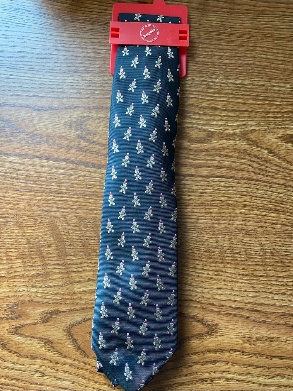 Bespoke Black Tie with Gingerbread Man Motif